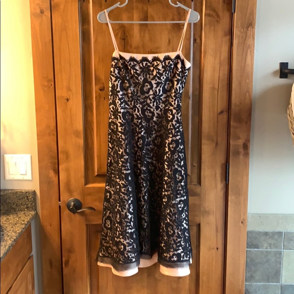 Light pink with black lace overlay